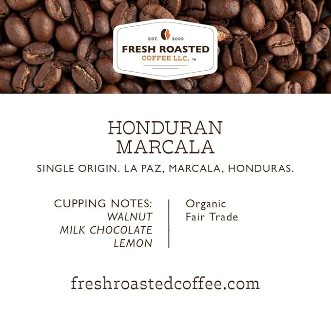 Fresh Roasted Coffee, Organic Honduran Marcala | USDA Organic, 100% Single Origin, Kosher | Medium Roast 72 Pods for K Cup Brewers