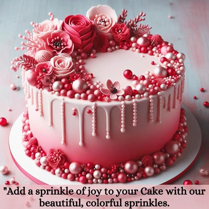 Confect Love Pink Pearl Disco Ball Sprinkles - Edible Cake & Cupcake Decorating Sprinkles, Decorative Sugar Pearls for Desserts and Cookies | Vegan, Gluten-Free, Soy-Free, Dairy-Free, Palm Oil-Free ??4.2 Oz