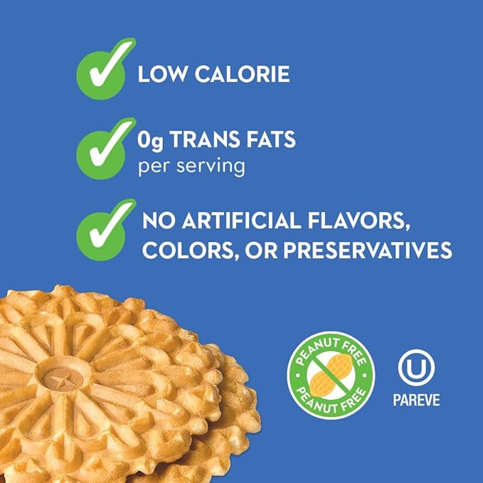 Reko Pizzelle Authentic Italian Style Waffle Cookie, Vanilla, 7 Ounce (Pack of 12)