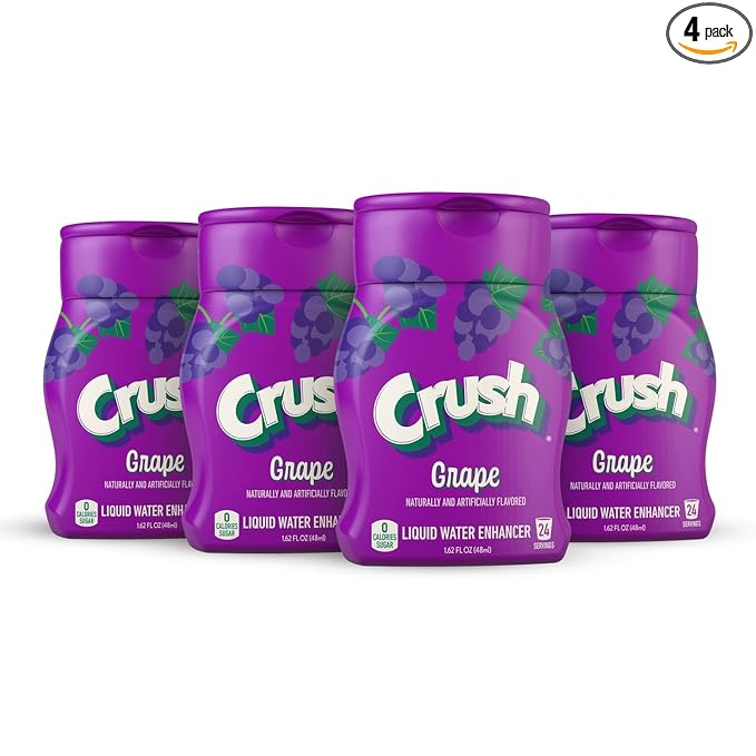 Crush, Grape, Liquid Water Enhancer ??New, Better Taste! (4 Bottles, Makes 96 Flavored Water Drinks) ??Sugar Free, Zero Calorie