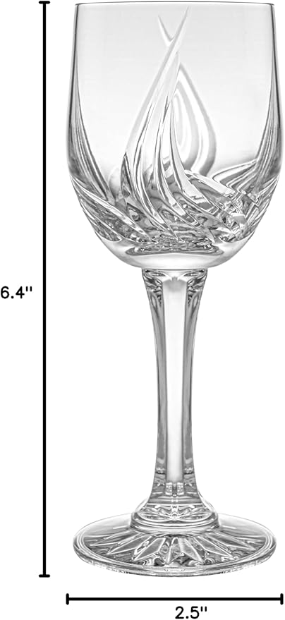 Barski Wine - Glass - Cordial - Sherry - Set of 6 - Glasses - Crystal - Hand Cut - Stemmed - 4.5 Oz. - Great for Wine - Liquor - Made in Europe