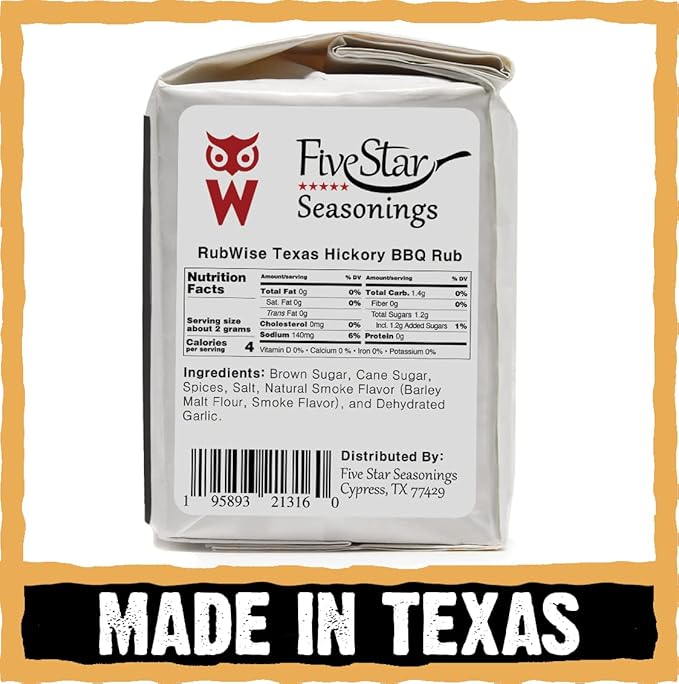 RubWise Texas Style BBQ Hickory Rub (1lb) No MSG | Meat Seasoning Spice & Dry Rub for Smoking and Grilling | Brisket Rub for Smoker, Chicken, Ribs, Pork | Smoke Powder Designed for Pellet Grill