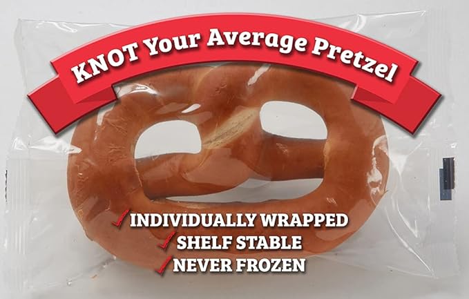 PretzelHaus Bakery Authentic Bavarian Plain Soft Pretzel | Individually Wrapped Pretzels | Pairs Perfectly with FUNacho Cheese, Pack of 50