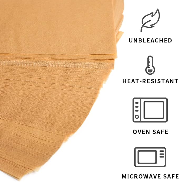 300 PCS Parchment Paper Sheets, YULEER 12x16 Inches Non-Stick Precut Baking Parchment with Silicone Brush, Unbleached Baking Sheets, Half Sheet for Baking Cooking Grilling Roasting, Bread Cookie Cake