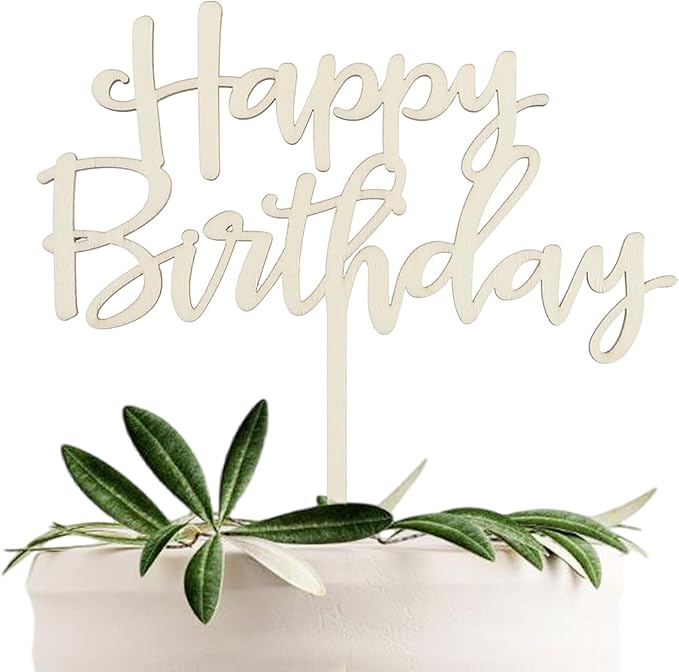 Wooden Happy Birthday Cake Toppers, Birthday Party Decoration Supplies, Premium Quality Decoration(Design 02)