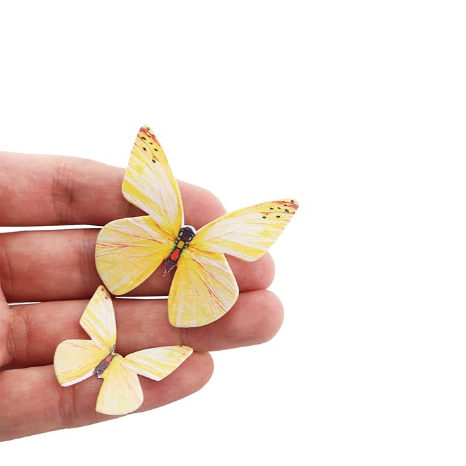 MDXing 72PCS Yellow Waffle Paper Cupcake Birthday Cake Decoration Insert Suitable for Edible Butterflies/Gift Giving Events/Wedding Themed Party