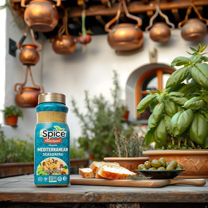 iSpice Blend | Mediterranean Seasoning | 16.01 oz | Mixed Spice & Seasoning | Bulk Size | Halal | Kosher (Mediterranean)