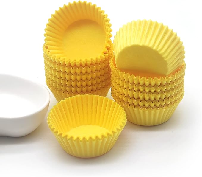 Greaseproof Mini Cupcake Liners, Premium Paper Baking Cups for Party Celebration,(Yellow, 300-count)