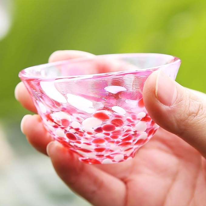Japanese Handcrafted Sake Glass Set, Artisan Glassware for Cold Sake and Shochu, Made in Japan (Sake Cup Set (4pcs) ??Festival & Nature Series, 1.7 fl oz (50ml))