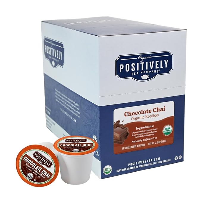 Organic Positively Tea Company, Chocolate Chai Rooibos Tea, K-Cup Compatible, 24 Pods