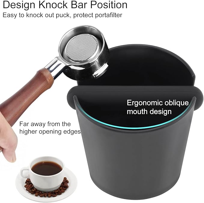 Espresso Knock Box 5inch, Coffee Knock Box Silicone Coffee Tamper Mat Espresso Machine Accessories, Come with Removable Knock Bar and Anti-Slip Base for Home Office, Barista Tools for Bar Shop