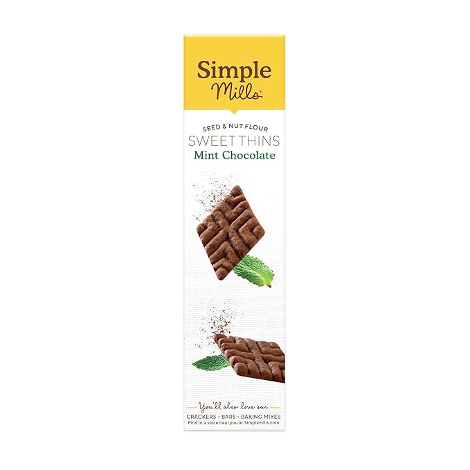 Simple Mills Mint Chocolate Seed and Nut Flour Sweet Thins, Paleo Friendly and Delicious Sweet Thin Cookies, Good for Snacks, Nutrient Dense, 4.25 oz (Pack of 3)