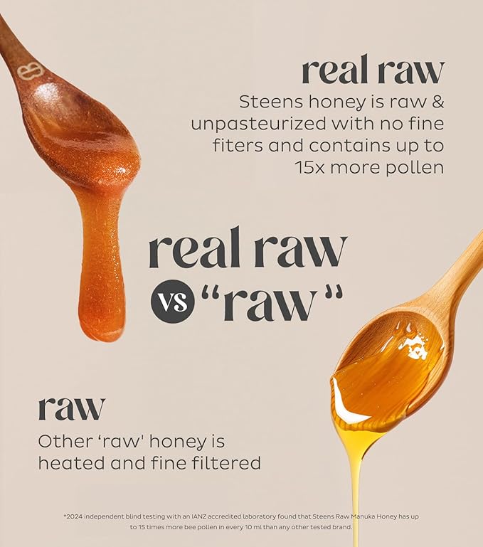 Steens Manuka Honey - MGO 400+ - Pure & Raw 100% Certified UMF 13+ Manuka Honey - Bottled and Sealed in New Zealand - 17.6 oz