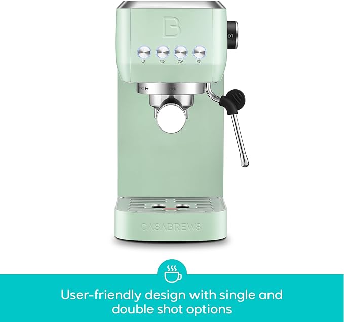 CASABREWS 3700 Essential Espresso Machine 20 Bar, Compact Coffee Maker with Steam Frother for Cappuccino, Latte, 43.9oz Water Tank, Pastel Green