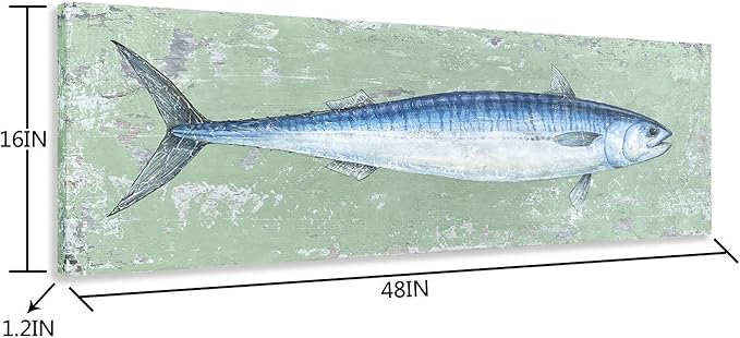 Yihui Arts Tuna Canvas Wall Art - Fish Oil Paintings with Textured ??Abstract Coastal Pictures for Living Room Bedroom Bathroom Decor