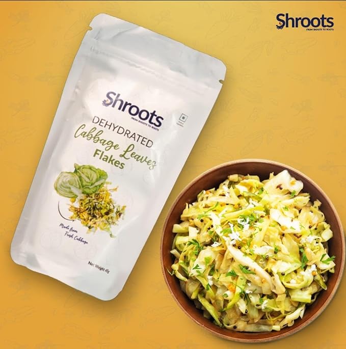 SHROOTS Dehydrated Cabbage Flakes ??Air-Dried, Gluten-Free Dried Cabbage Vegetables with Natural Aroma for Soups, Salads, Cooking, Camping & Survival No Additives or Preservatives - 1.59 oz, Pack of 1