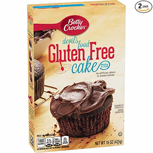 Betty Crocker, Gluten Free, Devils Food Cake Mix, 15oz Box (Pack of 2)
