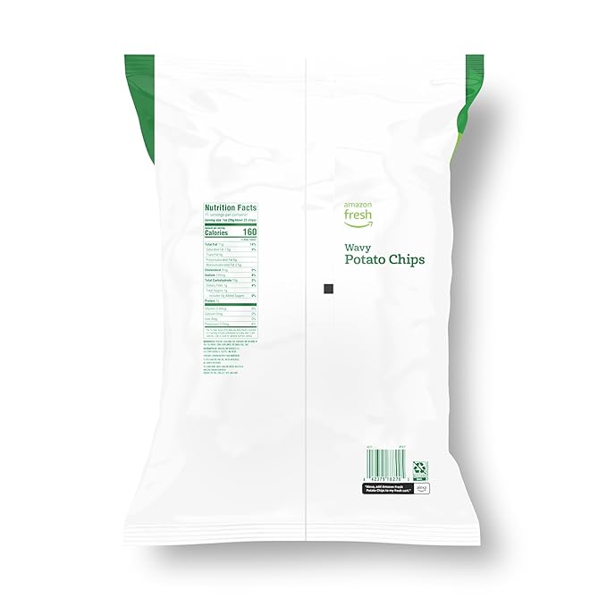 Amazon Fresh, Wavy Potato Chips, 11 Oz (Previously Happy Belly, Packaging May Vary)