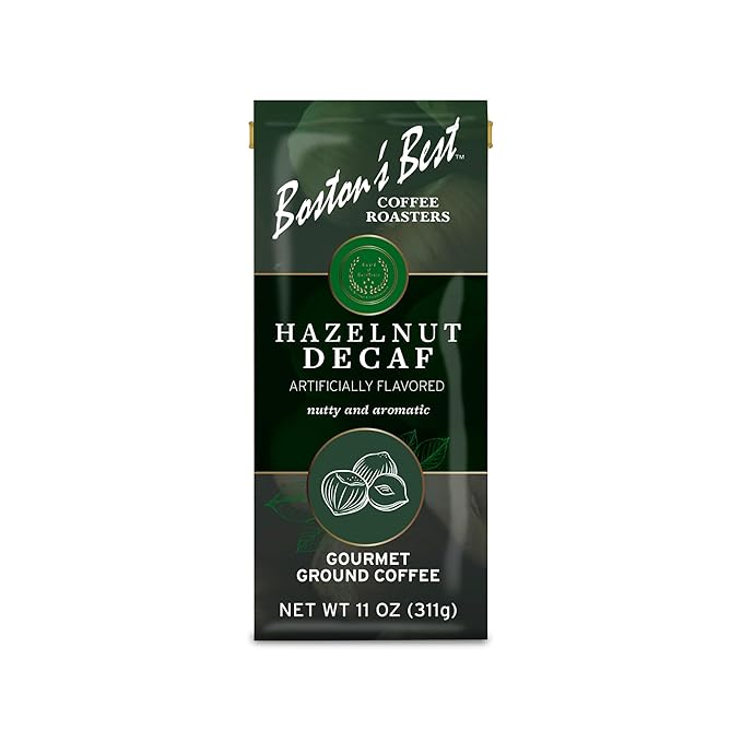 Boston???Best Coffee - Hazelnut Decaf Gourmet Coffee, Delicious Medium Roast Coffee, Nutty Premium Ground Coffee, 11 oz. / 311 g Coffee Bag