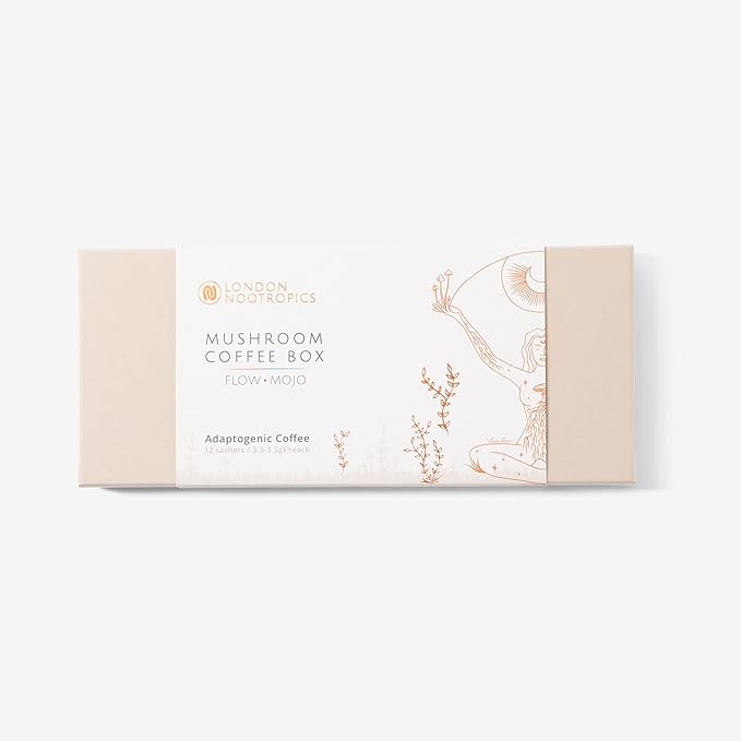 London Nootropics - Mushroom Coffee Box - Flow & Mojo Adaptogenic Mushroom Coffee - 12 Sachets