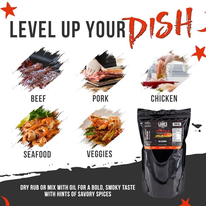 Lane's Spellbound Hot Sweet and Spicy Pork Rub Seasoning, All-Natural Butt Rub Seasoning, Rib Rubs for Smoking and Grilling, Made in USA, 2 Lbs