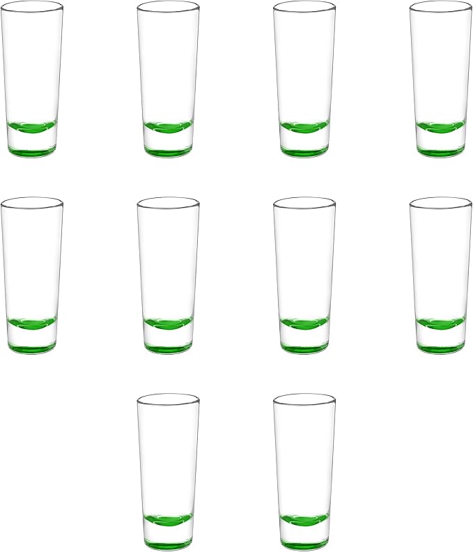 DISCOUNT PROMOS Cordial Shooter Shot Glasses 2 oz. Set of 10, Bulk Pack - Great for Birthdays, Parties, Indoor & Outdoor Events - Green