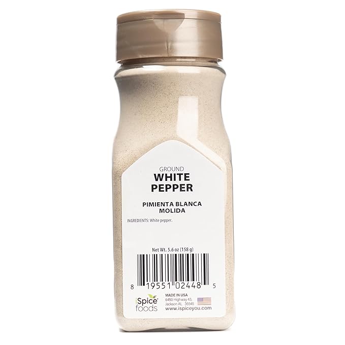 iSpice Ground White Peppers Spices and Seasonings For Cooking, 5.6 Ounce White Peppercorns Seasoning, Fine Ground And Gluten Free Ground pepper white Seasoning (158g)
