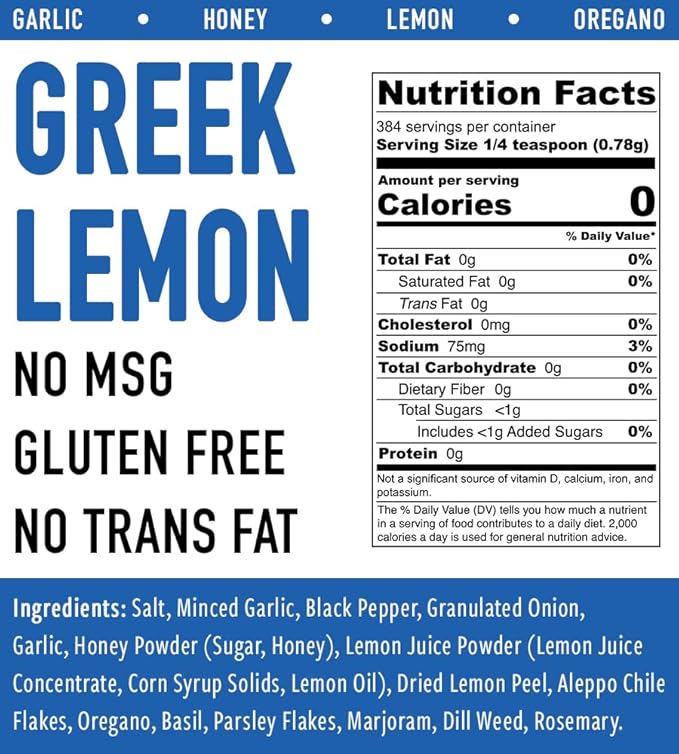 Dragon Island Spice - Greek Lemon Seasoning | Chicken & Fish Rub - Garlic, Honey, Lemon, Mediterranean Spice Blend