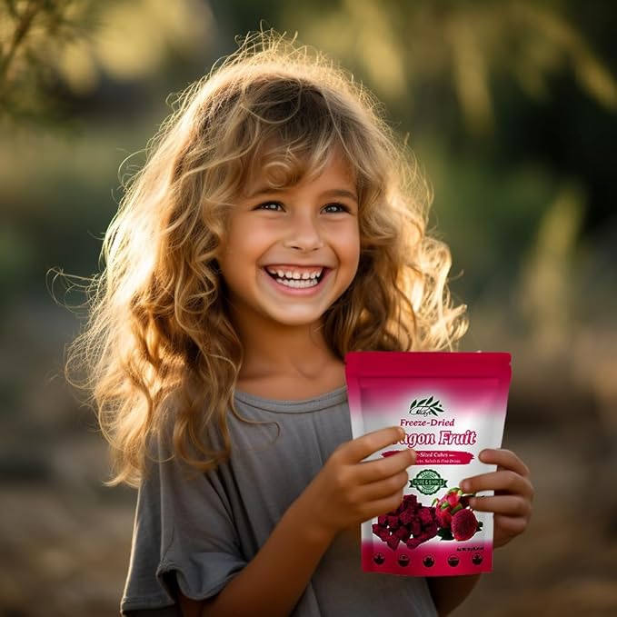 CHAVI Freeze-Dried Diced Dragon Fruit Snack - 2 Oz - Healthy 1 Ingredient Superfood - No Added Sugars or Preservatives - Non-GMO, Vegan, Gluten-Free??,<div>