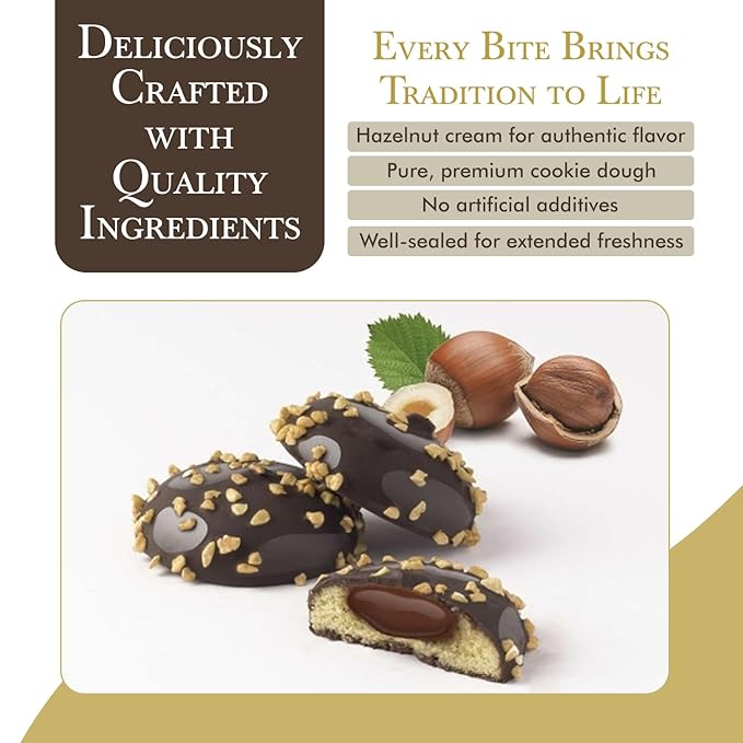 Fratelli Fiori Pralinati Chocolate Cookies - Authentic Italian Cookies with Creamy Hazelnut Center - Gourmet Cookies Ideal for Coffee, Tea, & Dessert - 2-Pack (140g)