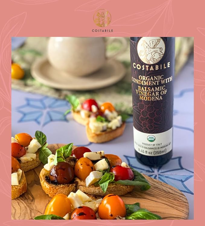 Costabile Modena Balsamic Vinegar Organic Barrel Aged ??Made in Italy, Rich Flavor, Natural Ingredients, Thick Texture, Gourmet Finish, Traditional Method - 8.45 Fl. Oz.