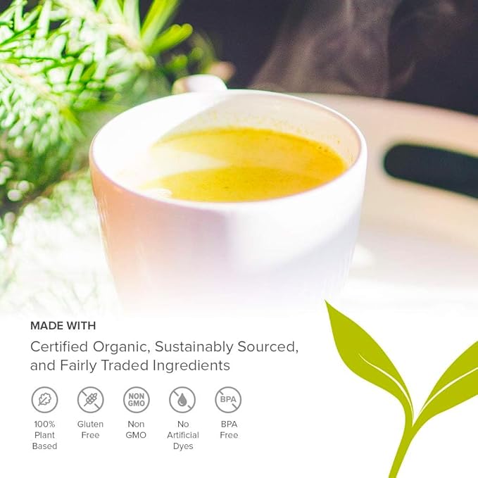 Banyan Botanicals Turmeric Milk ??Organic Turmeric Latte Mix with Ashwagandha & Cardamom ??Instant Caffeine Free Golden Milk with Maple Sugar ??4.3 oz, 26 servings ?“Non GMO Sustainably Sourced Vegan