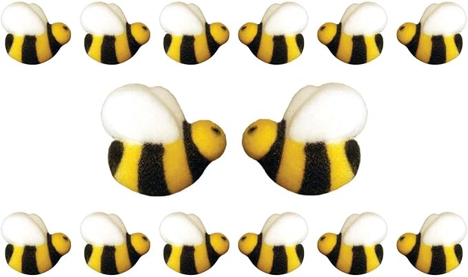 Bees Cake Decorations- Bumble Bee Shaped Edible Hard Sugar Decorations, 12 pcs by R.U.S. Candy Company