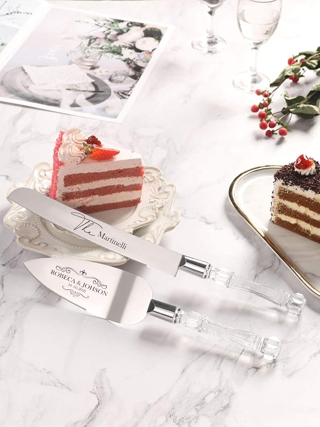 AW BRIDAL Personalized Cake Cutting Set for Wedding, Silver Wedding Cake Knife Dessert Cutter Gift for Wedding, Bridal Party Showers//DK2201CPP24//
