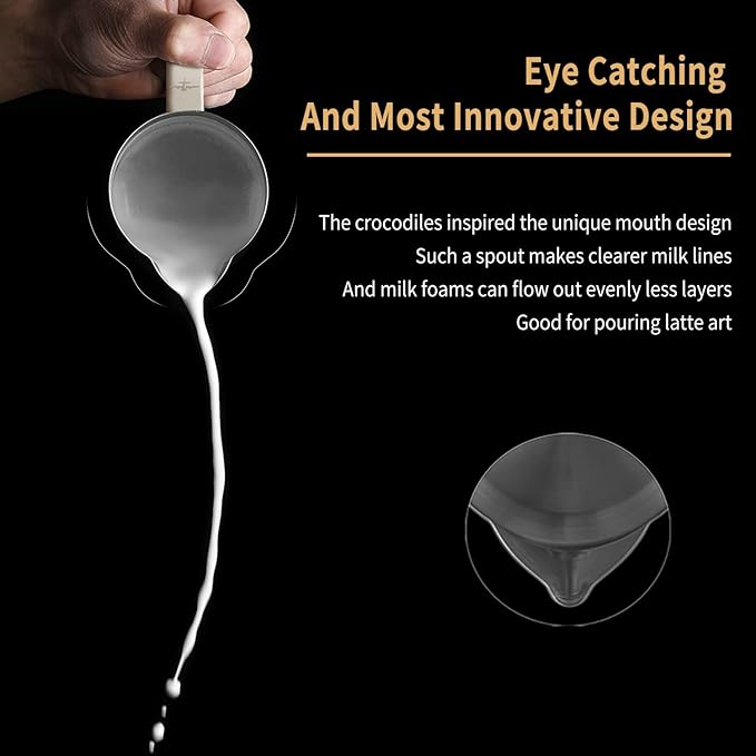 MHW-3BOMBER Latte Art Pitcher Stainless Steel Milk Frothing Pitcher Steamed Espresso Cup Barista Pitcher (Cream White, 16.9oz/500ml) P5020W-OS