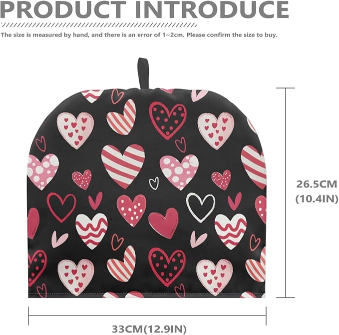 Valentine's Day Heart Roses Tea Cosy Kitchen Home Decorative Tea Pot Dust Cover Thermal Insulation & Heat Preservation Tea Cozies for Home Kitchen Valentine's Decor & Gift