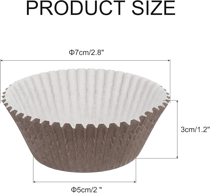 uxcell 300 Pcs Cupcake Liners, Muffins Paper Baking Cups Wrappers Standard Greaseproof for Baking Cupcake Wrapper, Brown