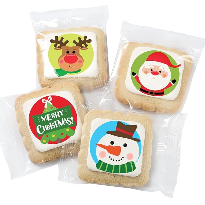 Christmas Cookies Gift Basket for Kids Men Women | Holiday Gourmet Corporate Food Gift INDIVIDUALLY WRAPPED | 12 Decorated Sugar Cookies