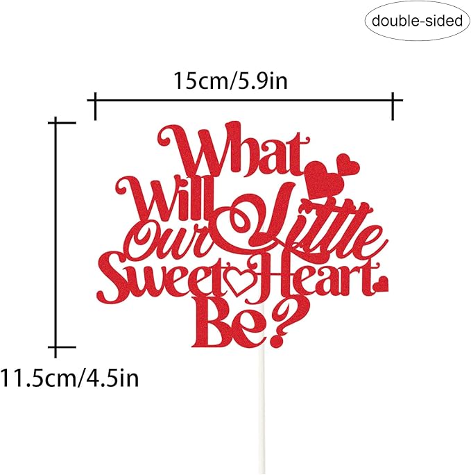 What Will Our Little Sweetheart Be? Cake Topper,Valentines Day Gender Reveal Cake Decorations,Valentines Day Gender Reveal Cake Topper He or She.