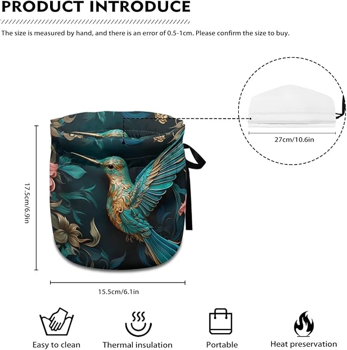 Hummingbird Tea Cozy Foldable Teapot Dust Cover Keep Warmer Teapot Protective Insulated Soft Cover Kitchen Home Decor Accessory Tea Pots Cozy Decorative Accessories