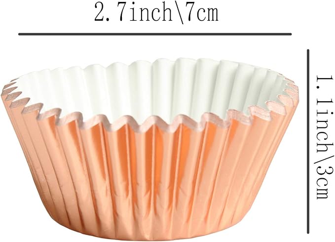 Rose Gold Foil Muffin Cupcake Liners case Baking Cups,Foil Cupcake Liners Standard Baking Cups Pack of 100 ??,<div>