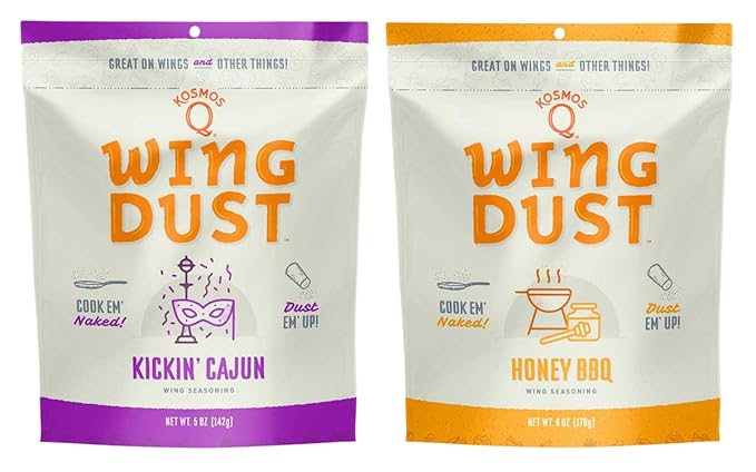 Kosmos Q Wing Dust Grill Spices and Seasonings Set - 11 Flavor Variety Chicken Wing Seasoning Gift Set - Dry Rubs for Grilling & Smoking - BBQ Spices Include Buffalo, Garlic Parmesan, Cajun, and More