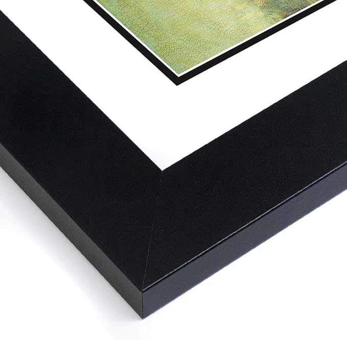 ArtDirect Custom Black Modern Wood Picture Frame with Double Matting Fits 11x25 Image with Double Matting or 15x29 Image Without Double Matting - 19x33 Overall Framed Size with Two Inch Wide Frame