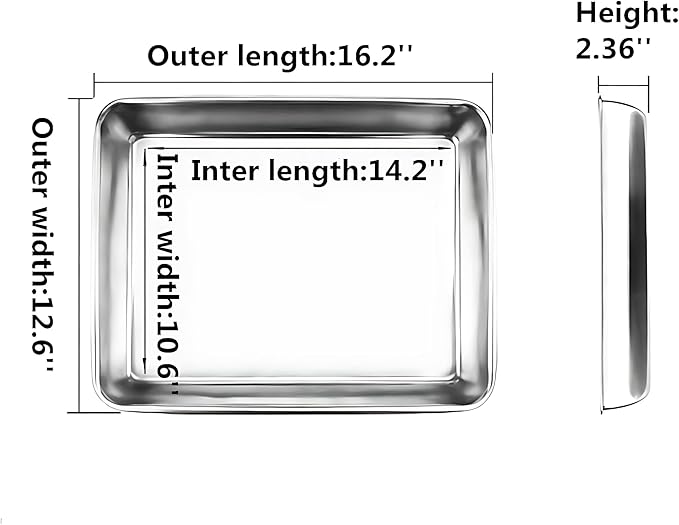 Old Tjikko Quarter Sheet Pan 16.2'' x 12.6'', 304 Stainless Steel Cookie Sheet Tray, Nonstick Baking Pan for Oven, Toaster, Cookie and Roasting, Dishwasher Safe & Rust Resistant
