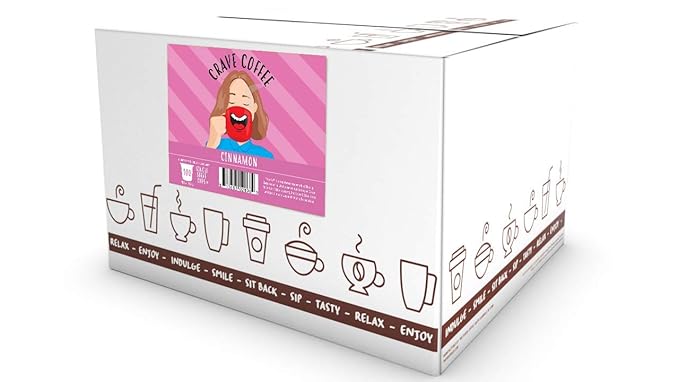 Crave Beverages Flavored Coffee Pods, Compatible with Keurig K-Cup Brewers, Cinnamon, 100 Count