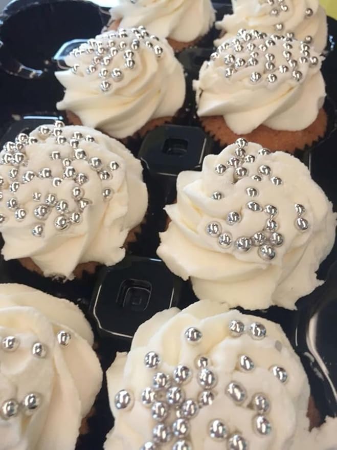 Silver Pearl Sugar Sprinkles 4.23 oz, 10mm Candy Pearls Ideal for Baking, Cake and Cupcake Toppers, Cookie Decoration, Ice Cream Topping, Wedding Shower Valentines Halloween Christmas