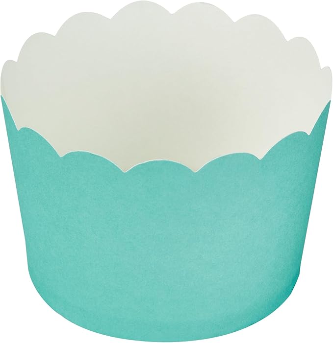Panificio 10 Ounce Cupcake Wrappers, 200 Scalloped Baking Cups - Oven-Ready, Greaseproof, Turquoise Paper Cupcake Liners, Disposable, For Birthdays, Baby Showers, Or Weddings - Restaurantware