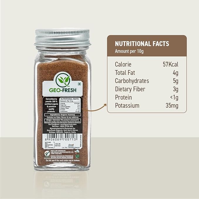 Geo-Fresh Organic Nutmeg Ground Powder, 1.76 oz (50g) - Ground Nutmeg for Baking & Cooking - Premium Nutmeg Powder Organic - USDA Certified Organic - Non-GMO, Kosher & Gluten-Free - Aromatic & Freshly Sourced
