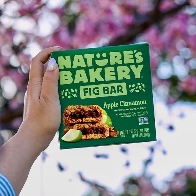 Nature?™s Bakery Whole Wheat Fig Bars, Apple Cinnamon, Real Fruit, Vegan, Non-GMO, Snack bar, 6 Count (Pack of 6)