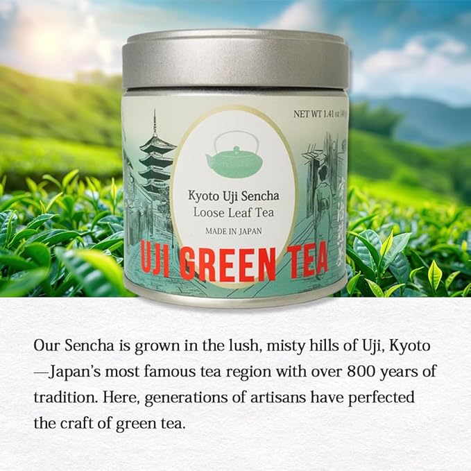 Premium Uji Sencha Green Tea ??Authentic Japanese Loose Leaf Tea from Kyoto, 1.41 oz (40g) Tin ??Freshly Harvested, Aromatic & Smooth Japanese food